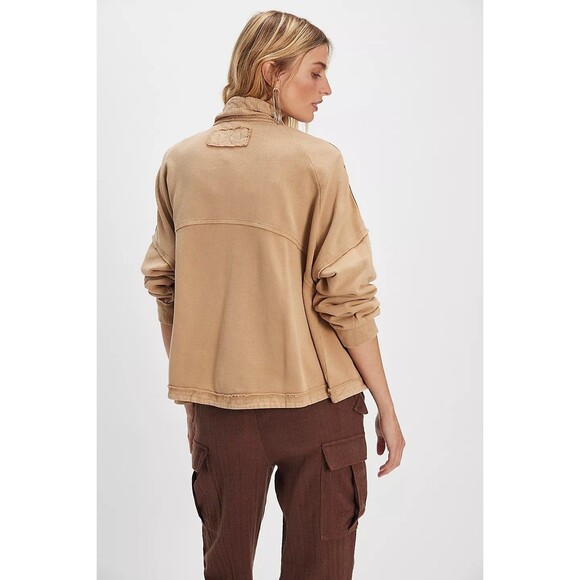 Free People We The Free Dune Buggy Cardigan Jacket Top Cotton Terry L NEW 284178 - Picture 4 of 9